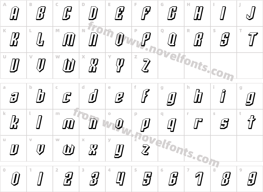 SF Archery Black Shaded ObliqueCharacter Map