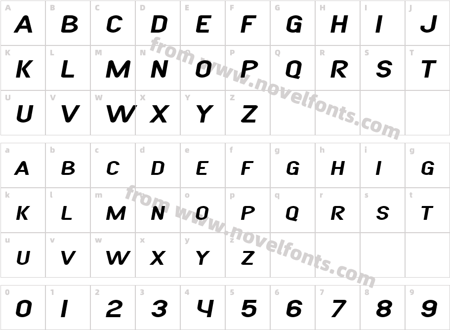 SF Atarian System Extended ItalicCharacter Map