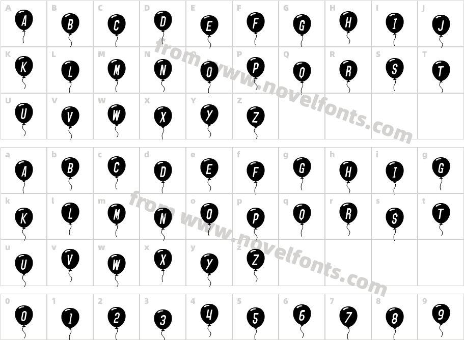 SF Balloons ItalicCharacter Map