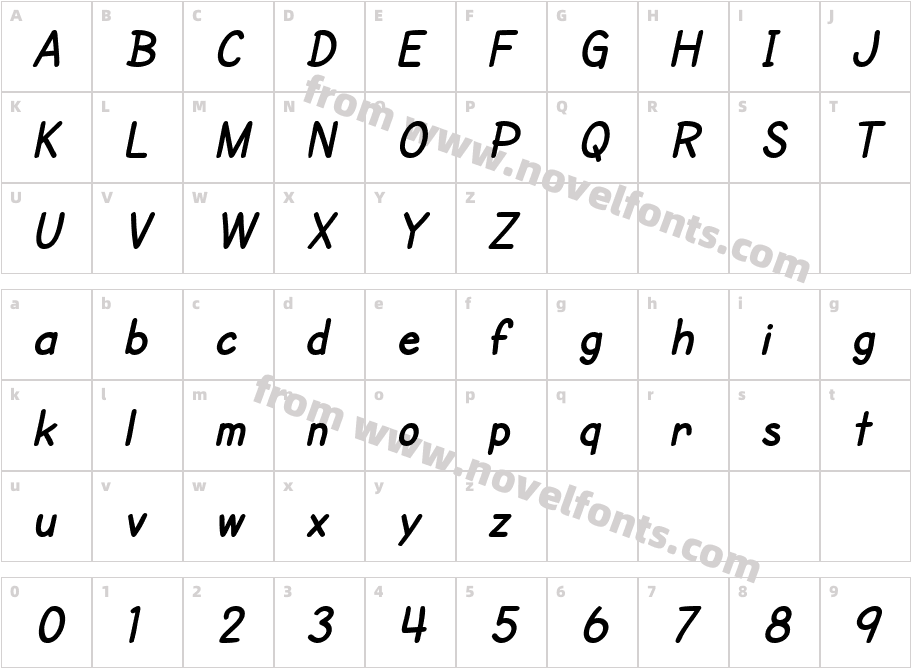 SF Cartoonist Hand Bold ItalicCharacter Map