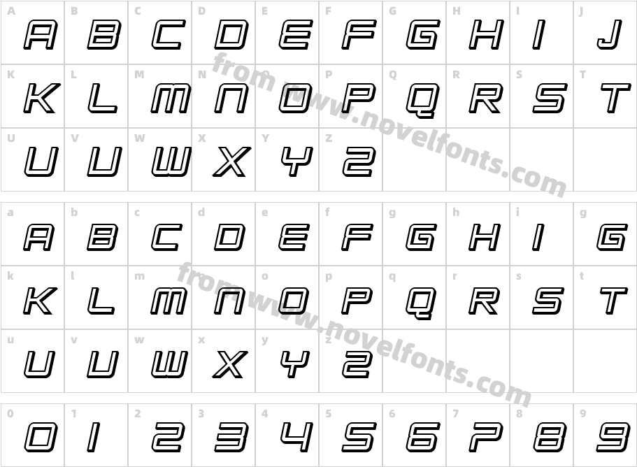 SF Chromium 24 SC Bold ObliqueCharacter Map