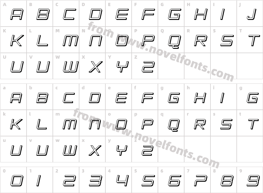 SF Chromium 24 SC ObliqueCharacter Map