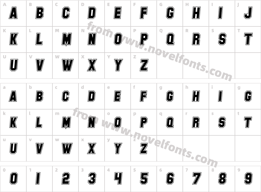 SF Collegiate ItalicCharacter Map