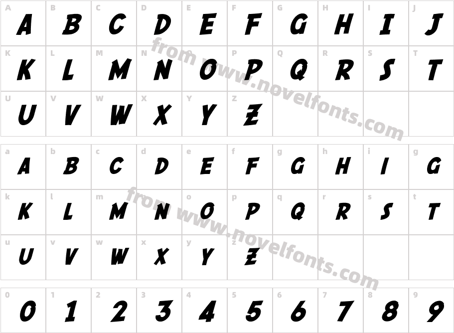 SF Comic Script BoldCharacter Map