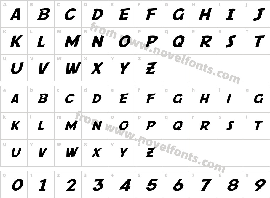 SF Comic Script ExtendedCharacter Map