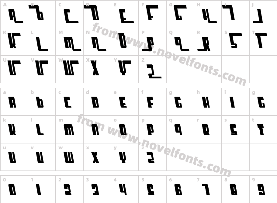 SF Cosmic Age Bold ObliqueCharacter Map