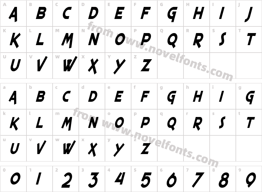 SF Espresso Shack Condensed Bold ItalicCharacter Map