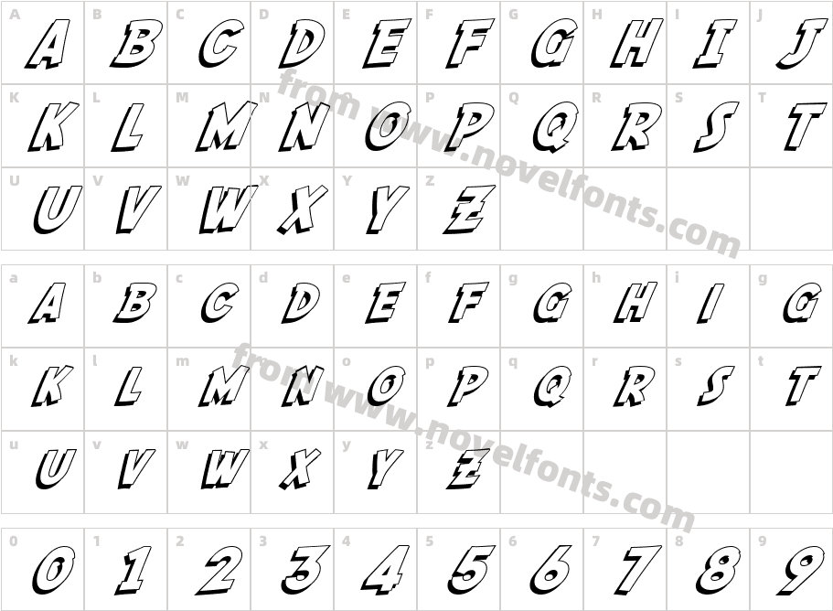 SF Fedora ShadowCharacter Map