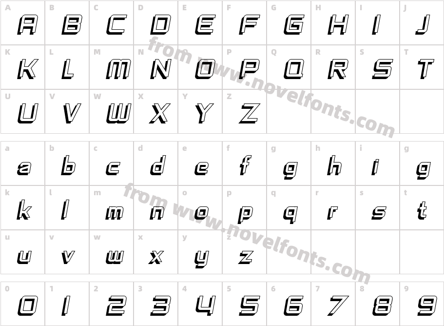 SF Fedora Titles Shadow ItalicCharacter Map