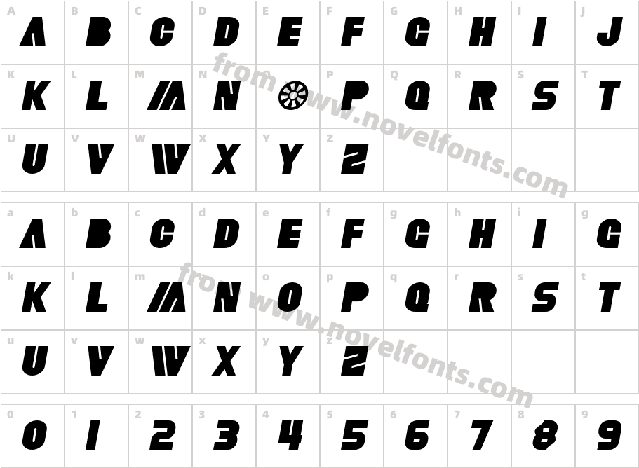 SF Fortune Wheel ItalicCharacter Map