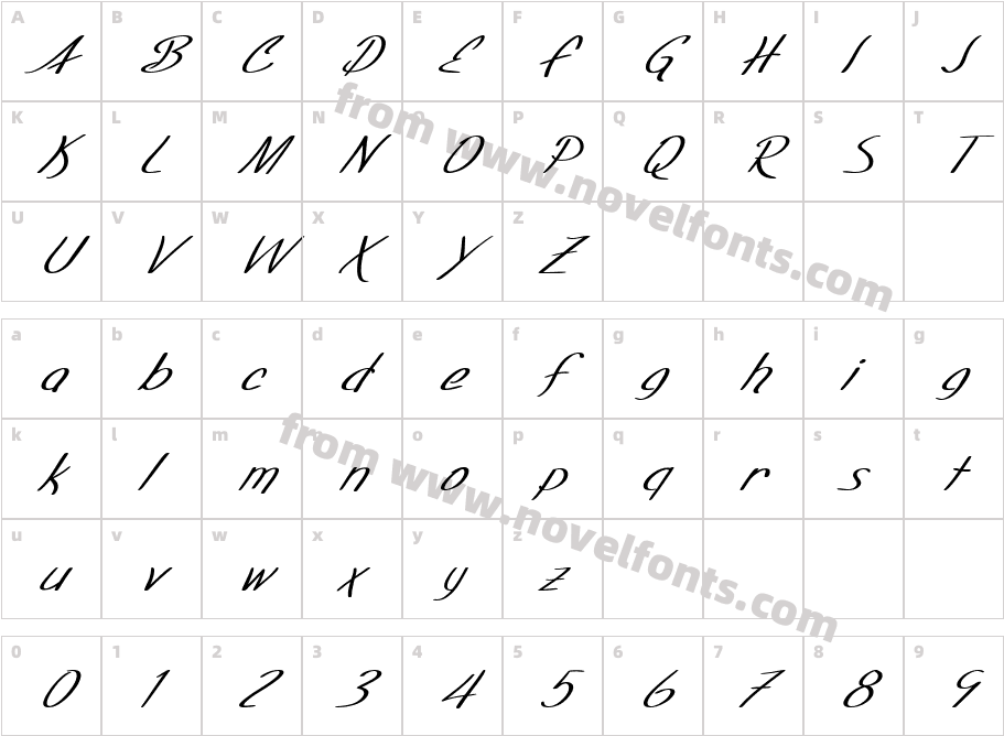 SF Foxboro Script Extended ItalicCharacter Map