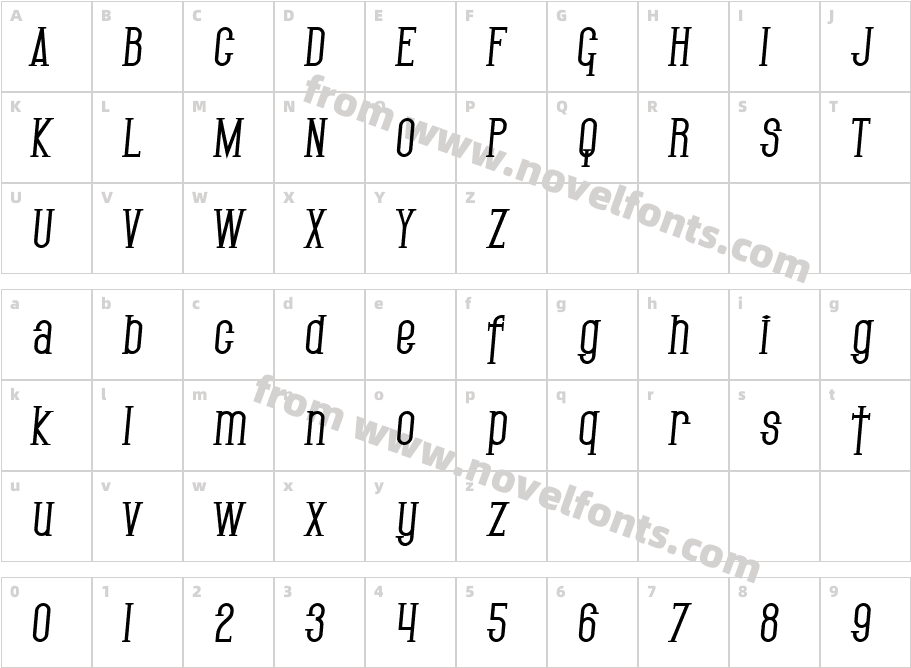 SF Gothican Bold ItalicCharacter Map