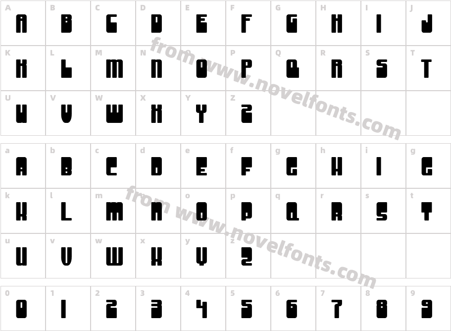 SF Groove Machine Upright BoldCharacter Map