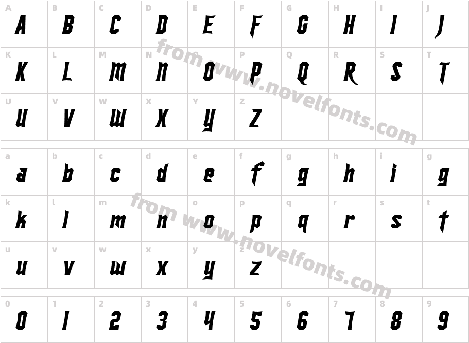 SF Ironsides Bold ItalicCharacter Map