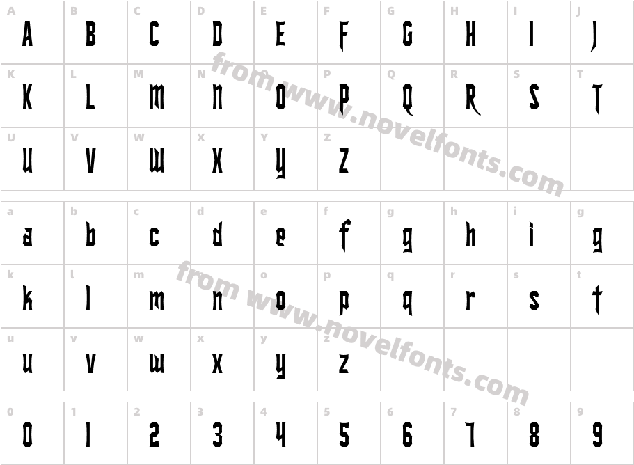 SF Ironsides CondensedCharacter Map