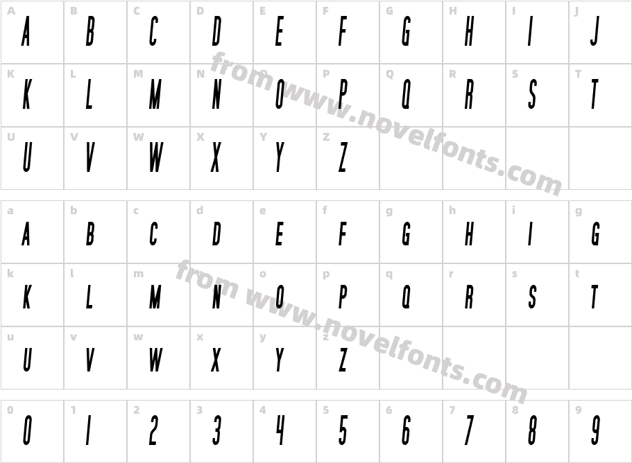 SF Movie Poster Condensed Bold ItalicCharacter Map