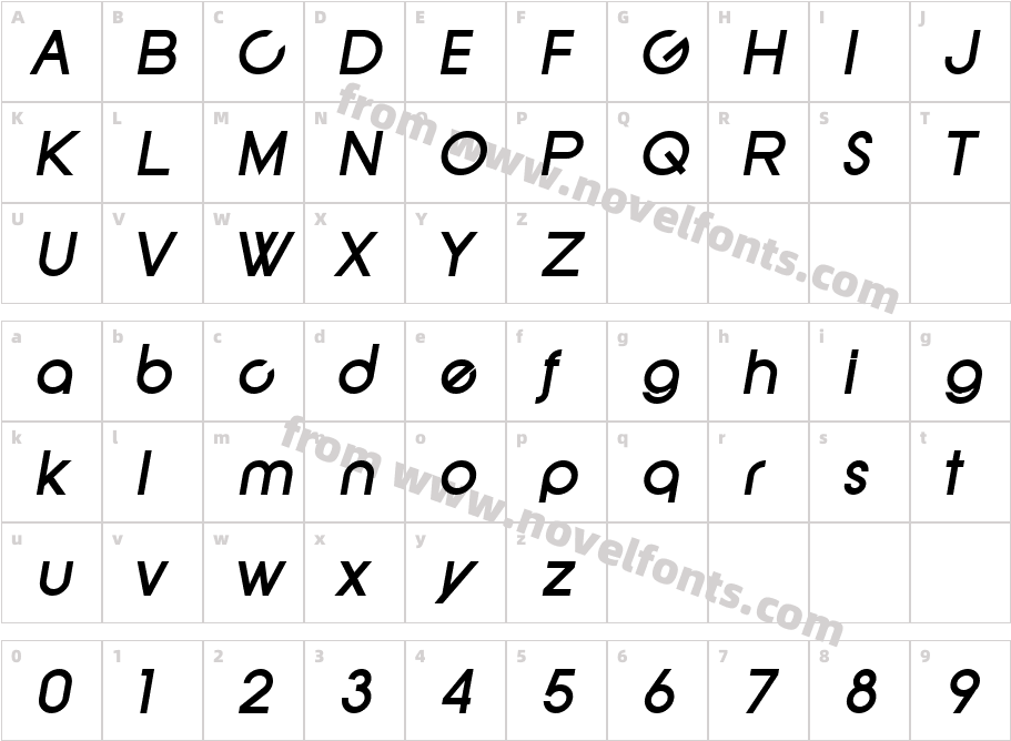 SF New Republic Bold ItalicCharacter Map