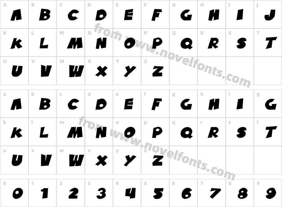 SF Pale Bottom Extended ObliqueCharacter Map