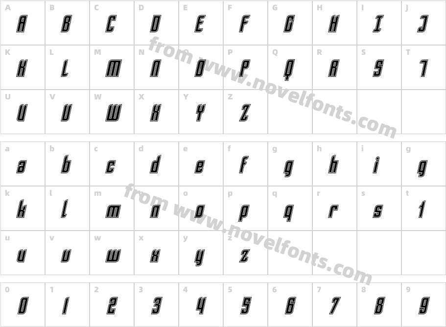 SF Piezolectric Inline ObliqueCharacter Map