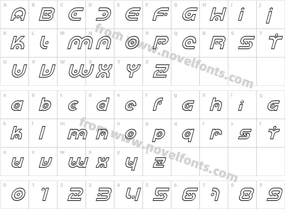 SF Planetary Orbiter Outline ItalicCharacter Map