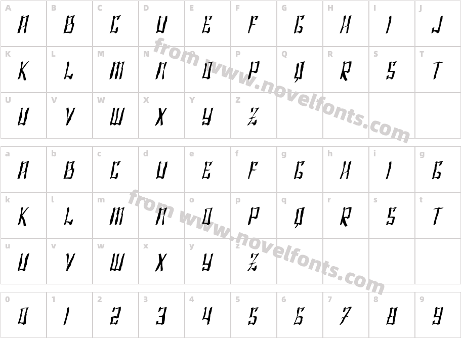 SF Shai Fontai Distressed ObliqueCharacter Map