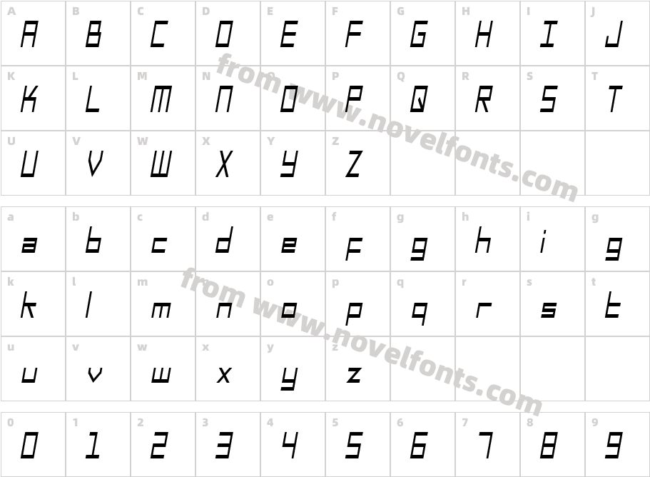 SF Square Head Condensed ItalicCharacter Map