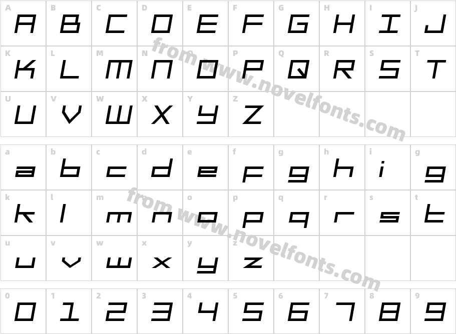 SF Square Head ItalicCharacter Map