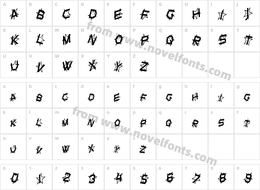 SF Star Dust Condensed ItalicCharacter Map