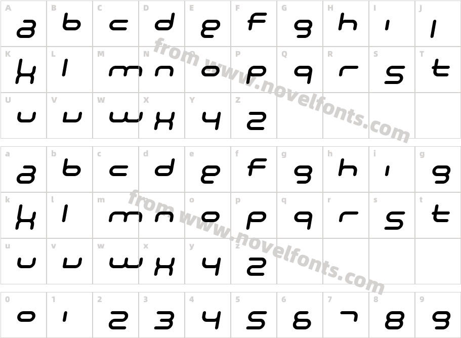 SF Technodelight NS ItalicCharacter Map