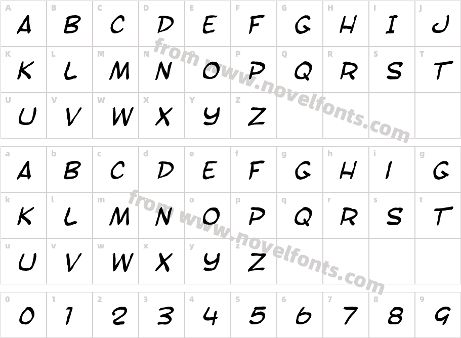 SF Toontime Blotch ItalicCharacter Map