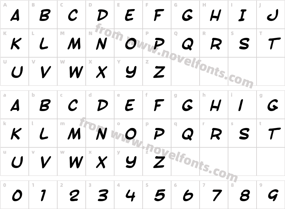 SF Toontime Bold ItalicCharacter Map