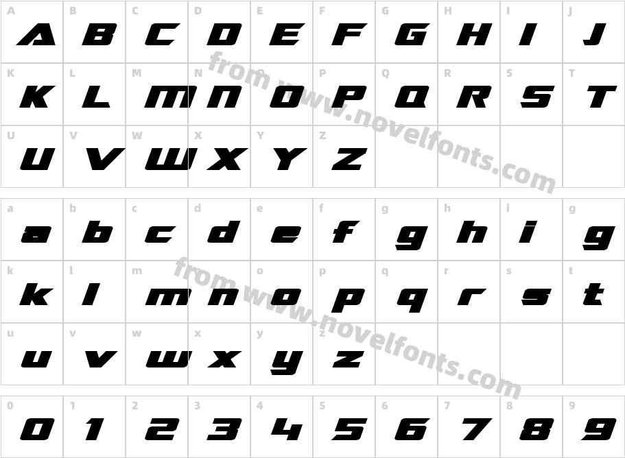 SF TransRobotics Extended Bold ItalicCharacter Map