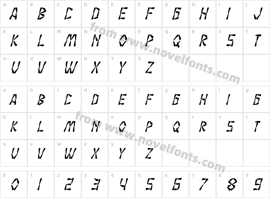 SF Wasabi Condensed Bold ItalicCharacter Map