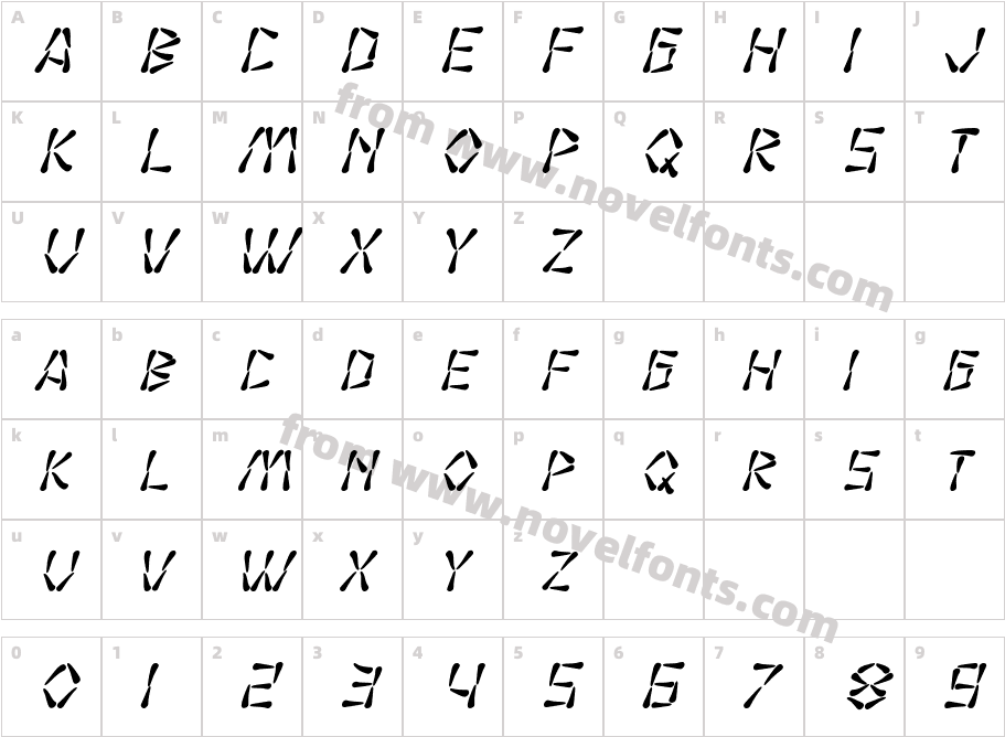 SF Wasabi ItalicCharacter Map