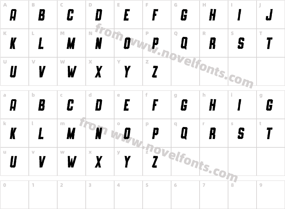 SLIMEDUNK ITALIC ROUGHCharacter Map