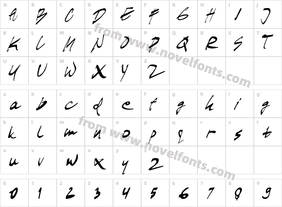 SOFIEbrushZTCharacter Map