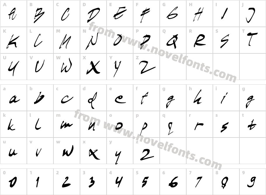 SOFIEbrushZTCharacter Map