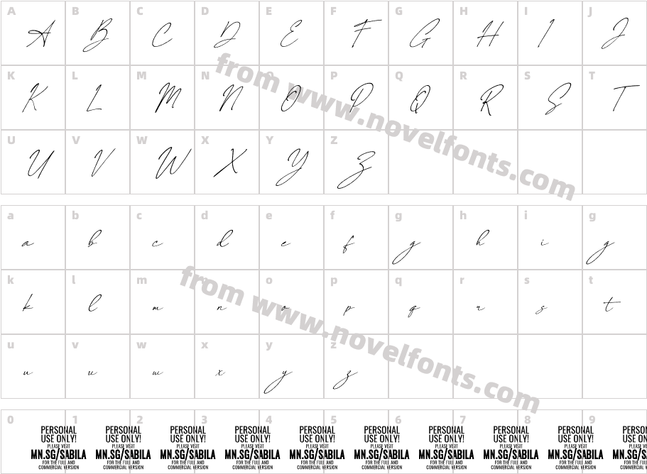 Sabila Renytha PERSONAL USE ItalicCharacter Map