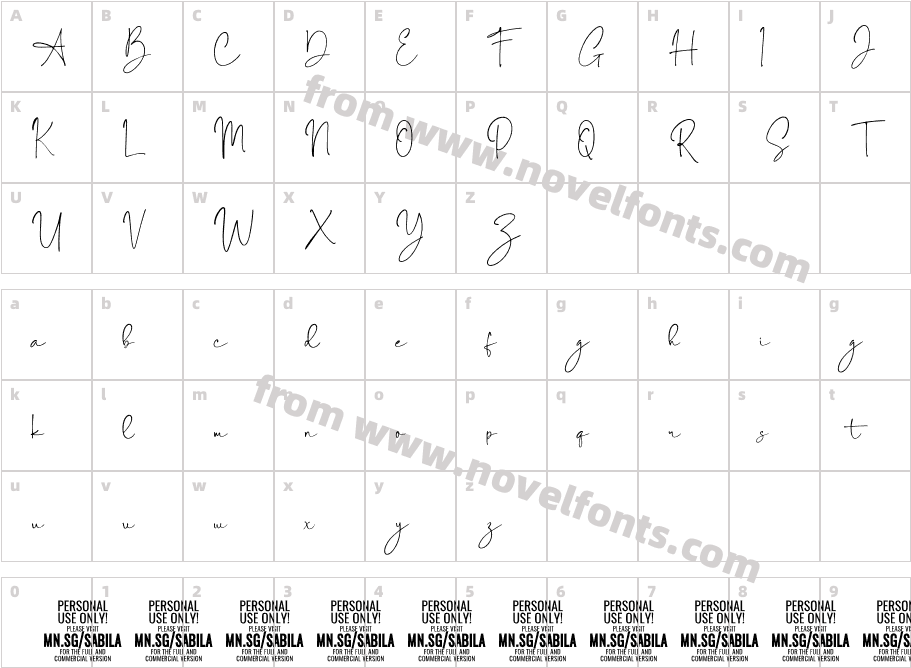 Sabila Renytha PERSONAL USE RegularCharacter Map