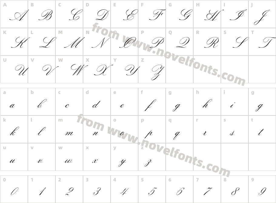 SackersItalianScriptStdCharacter Map