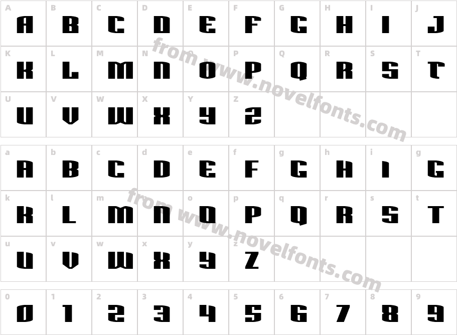 Sacred Czars CondensedCharacter Map