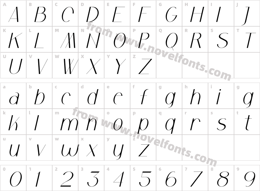 Safira ItalicCharacter Map