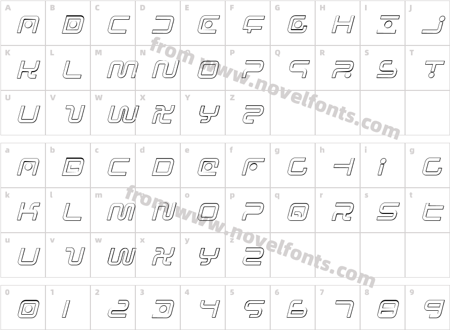 Sagan Outline ItalicCharacter Map