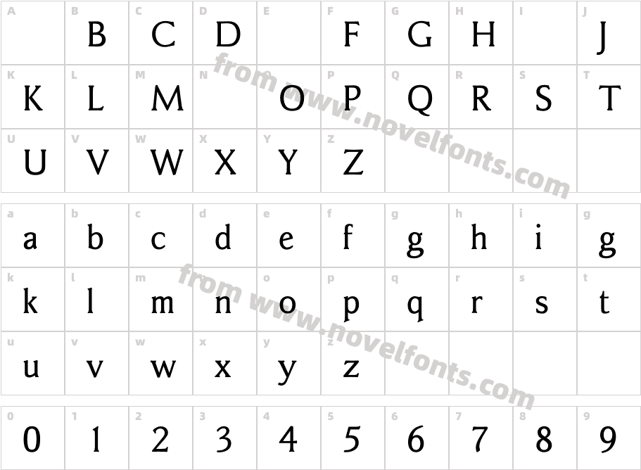 SainsburyMediumCharacter Map