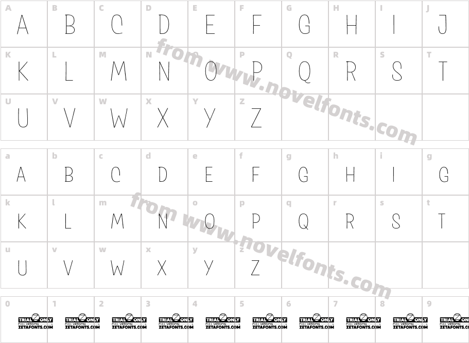 Salad Interlock Trial ExtralightCharacter Map