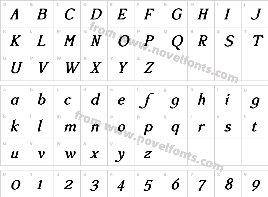 AccanthisADFStdNo2-BoldItalicCharacter Map