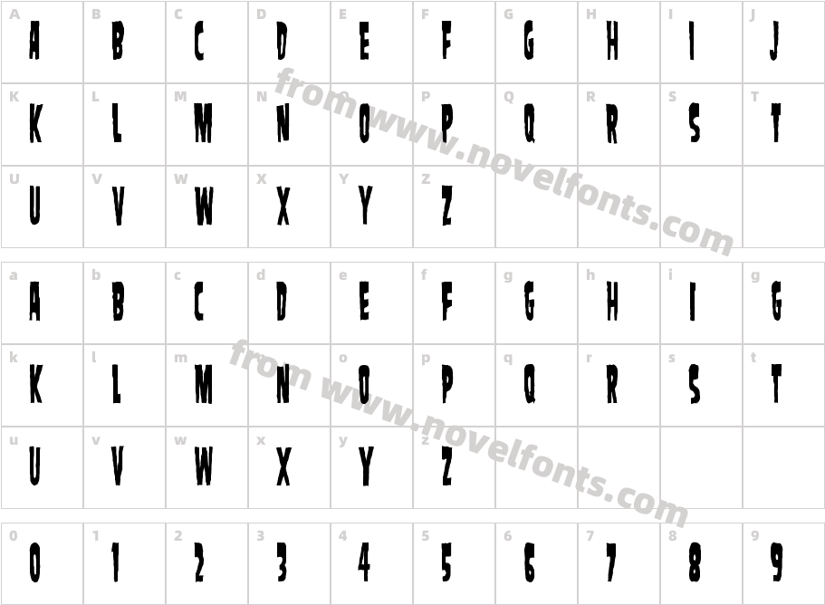 SamdanEvilCondensedCharacter Map