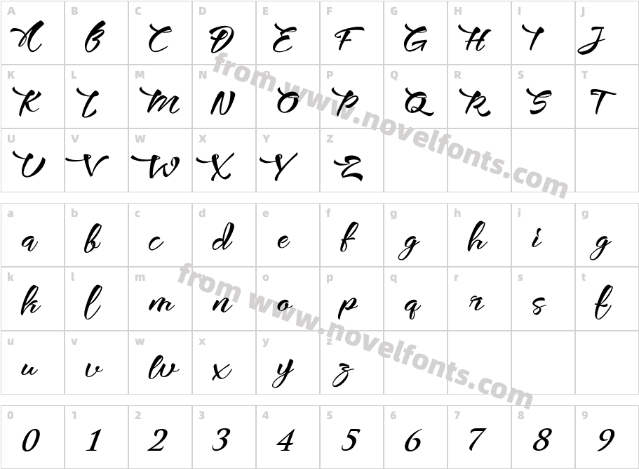 Samuella ScriptCharacter Map