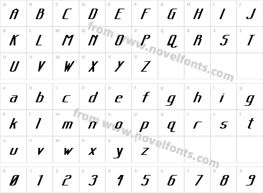 Sanity Wide Bold ItalicCharacter Map