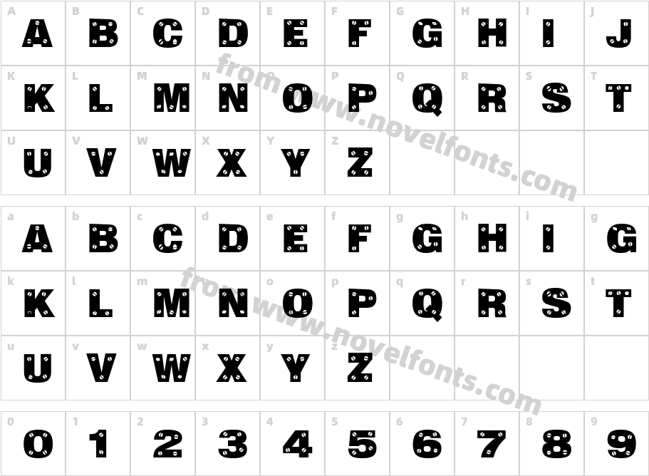 Sans Plate CapsCharacter Map